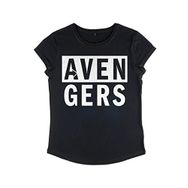 Marvel Klasik Avengers Icon Rolled Sleeve Siyah Kadın T-shirt