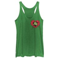 Marvel Klasik Hulk Smash Heart Racerback Envy Green Kadın Atlet