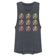 Marvel Klasik Yenilmezci Logo Repeat Kolsuz Denim Blue Heather Kadın Atlet