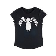 Marvel Örümcek Adam Klasik Alien Symbiote Icon Rolled Sleeve Siyah Kadın T-shirt