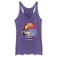 Marvel Thor Love Thunder Synthwave Gün Batımı Racerback Purple Heather Kadın Atlet