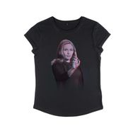 Marvel Wandavision Wanda Video Glitch Overlay Women's Rolled Sleeve Siyah Kadın T-shirt