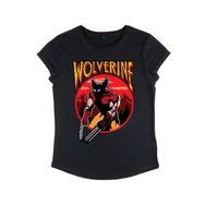 Marvel X Men Wolverine NES Game Rolled Sleeve Siyah Kadın T-shirt