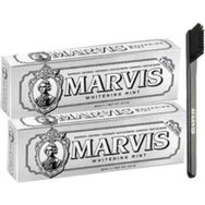 Marvis 2x85 ml Whitening Mint Beyazlatıcı Diş Macunu ve Black Mediım Orta Sert Diş Fırçası
