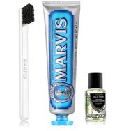 Marvis 85 ml Acquatic Mint Diş Macunu + Yumuşak Diş Fırçası + 30 ml Konsantre Ağız Gargarası