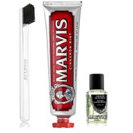 Marvis 85 ml Cinnamon Mint Diş Macunu + Yumuşak Diş Fırçası + 30 ml Konsantre Ağız Gargarası