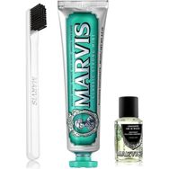 Marvis 85 ml Classic Strong Mint Diş Macunu + Yumuşak Diş Fırçası + 30 ml Konsantre Ağız Gargarası