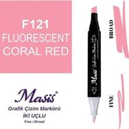 Masis 121 Floresan Kırmızı Çift Uçlu Marker Grafik Çizim Kalemi