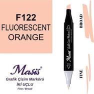 Masis 122 Floresan Turuncu Çift Uçlu Marker Grafik Çizim Kalemi