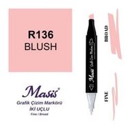 Masis 136 Allık Pembe Çift Uçlu Marker Grafik Çizim Kalemi