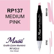 Masis 137 Pembe Çift Uçlu Marker Grafik Çizim Kalemi