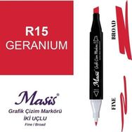 Masis 15 Sardunya Kırmızı Çift Uçlu Marker Grafik Çizim Kalemi