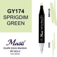 Masis 174 Koyu Mat Yeşil Çift Uçlu Marker Grafik Çizim Kalemi