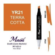 Masis 21 Kiremit Rengi Çift Uçlu Marker Grafik Çizim Kalemi