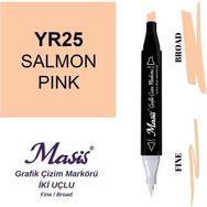 Masis 25 Somon Pembe Çift Uçlu Marker Grafik Çizim Kalemi