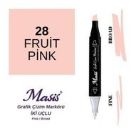 Masis 28 Bejimsi Pembe Çift Uçlu Marker Grafik Çizim Kalemi