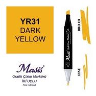 Masis 31 Yoğun Sarı Çift Uçlu Marker Grafik Çizim Kalemi