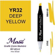 Masis 32 Koyu Sarı Çift Uçlu Marker Grafik Çizim Kalemi