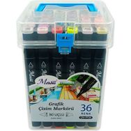 Masis 36 Renk Çift Taraflı Twin Grafik Marker Kalem Seti