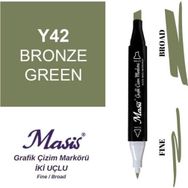 Masis 42 Bronz Yeşil Çift Uçlu Marker Grafik Çizim Kalemi