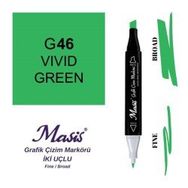 Masis 46 Parlak Yeşil Çift Uçlu Marker Grafik Çizim Kalemi