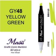 Masis 48 Sarımsı Yeşil Çift Uçlu Marker Grafik Çizim Kalemi