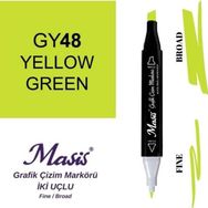Masis 48 Sarımsı Yeşil Çift Uçlu Marker Grafik Çizim Kalemi