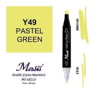 Masis 49 Pastel Yeşil Çift Uçlu Marker Grafik Çizim Kalemi