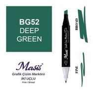 Masis 52 Koyu Yeşil Çift Uçlu Marker Grafik Çizim Kalemi