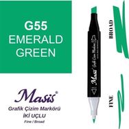 Masis 55 Zümrüt Yeşil Çift Uçlu Marker Grafik Çizim Kalemi