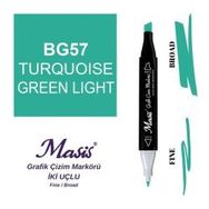 Masis 57 Açık Turkuaz Yeşil Çift Uçlu Marker Grafik Çizim Kalemi