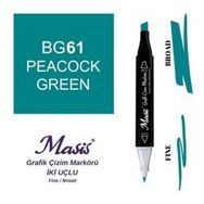 Masis 61 Tavuskuşu Yeşili Çift Uçlu Marker Grafik Çizim Kalemi