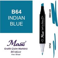 Masis 64 Hint Mavi Çift Uçlu Marker Grafik Çizim Kalemi