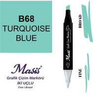 Masis 68 Turkuaz Mavi Çift Uçlu Marker Grafik Çizim Kalemi
