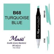 Masis 68 Turkuaz Mavi Çift Uçlu Marker Grafik Çizim Kalemi