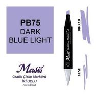 Masis 75 Sisli Açık Mavi Çift Uçlu Marker Grafik Çizim Kalemi