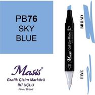 Masis 76 Gök Mavi Çift Uçlu Marker Grafik Çizim Kalemi