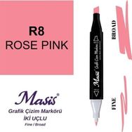 Masis 8 Gül Pembe Çift Uçlu Marker Grafik Çizim Kalemi