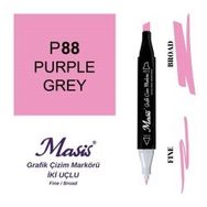Masis 88 Morumsu Gri Çift Uçlu Marker Grafik Çizim Kalemi