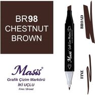 Masis 98 Kestane Kahve Çift Uçlu Marker Grafik Çizim Kalemi