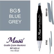 Masis BG5 Mavimsi Gri Çift Uçlu Marker Grafik Çizim Kalemi