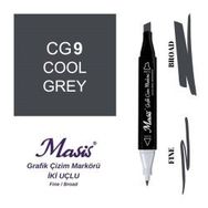 Masis CG9 Soğuk Gri Çift Uçlu Marker Grafik Çizim Kalemi