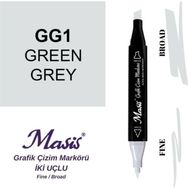 Masis GG1 Yeşilimsi Gri Çift Uçlu Marker Grafik Çizim Kalemi