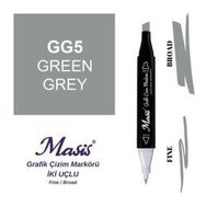 Masis GG5 Yeşilimsi Gri Çift Uçlu Marker Grafik Çizim Kalemi