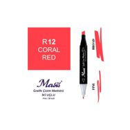 Masis Twin 12 Coral Red Çift Uçlu Marker Kalemi
