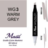 Masis WG3 Sıcak Gri Çift Uçlu Marker Grafik Çizim Kalemi