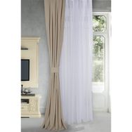Massarelli Keten Bej Rengi Pilesiz 100x260 cm Fon Perde