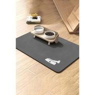 Matgo 50x70 cm Kemik Figürlü Su Geçirmez Kaymaz Gri Kedi Köpek Mama Paspası