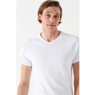 Mavi 061313-622 V Yaka Beyaz Basic Erkek T-Shirt