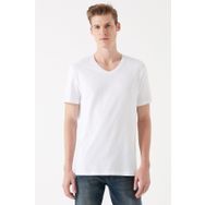 Mavi 065586-620 Beyaz V Yaka Erkek T-shirt